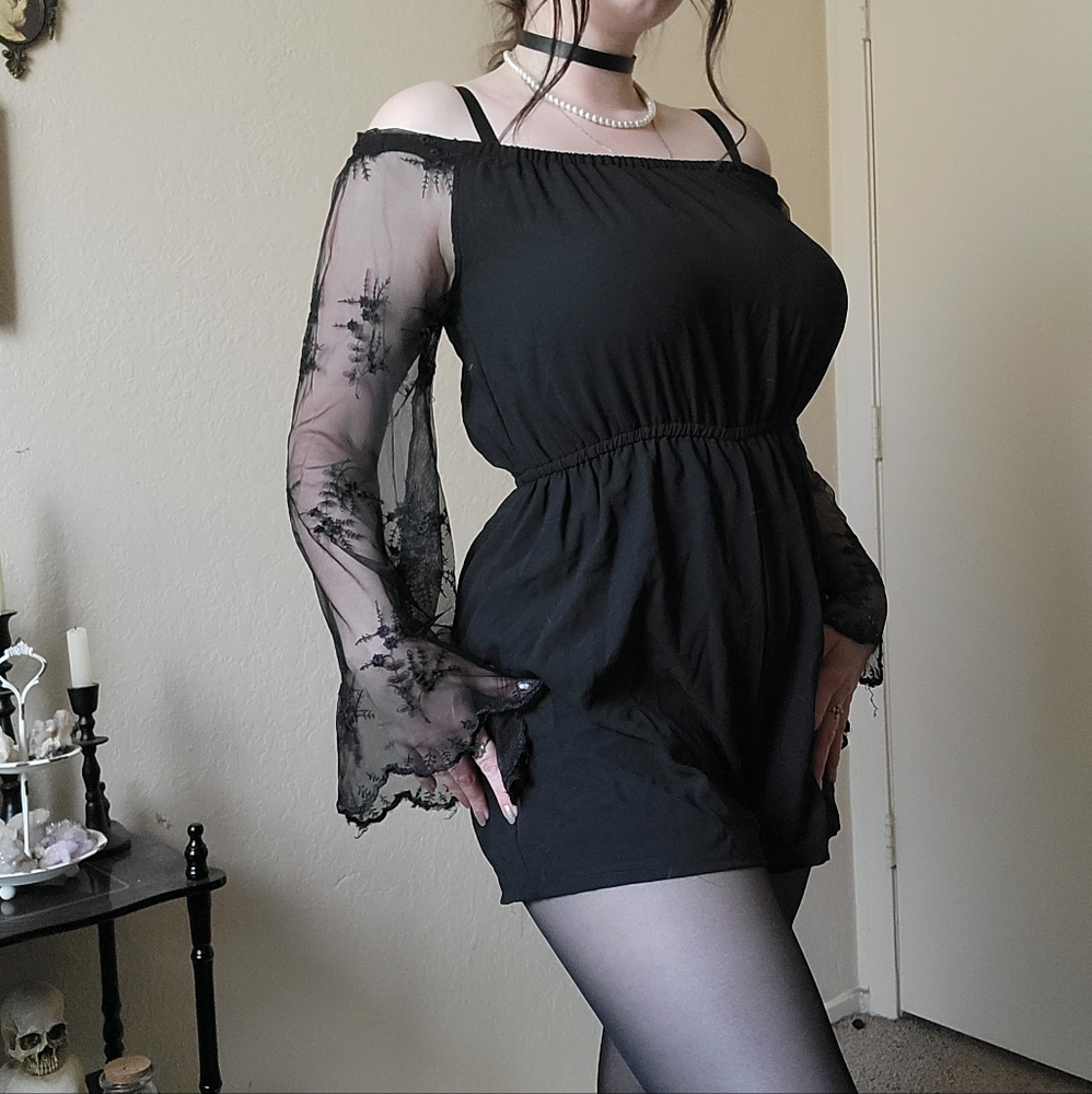 Gothic Black Lace Romper